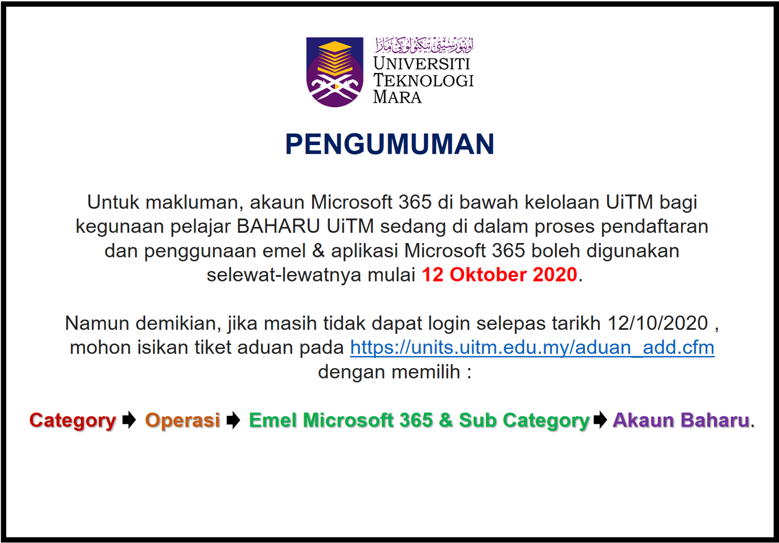 Semakan uitm Surat Tawaran