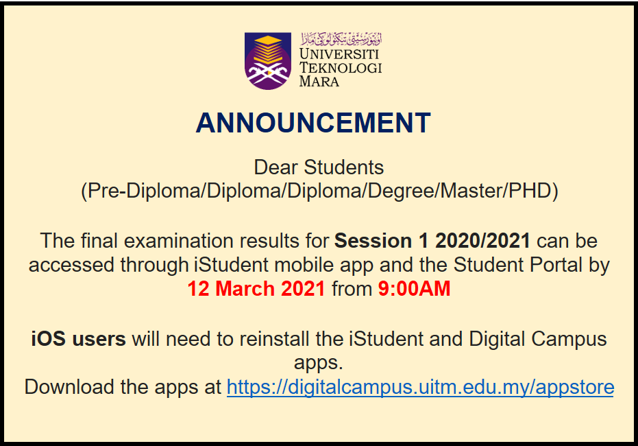 Uitm result check